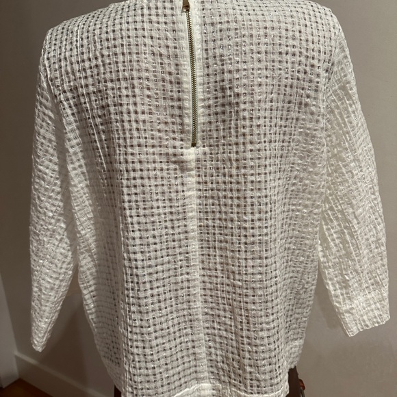 Sam and Lavi Ivory Honeycomb Check Shimmery Blouse Size M - Picture 4 of 8